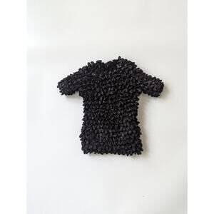 Y2K Black Scrunch Textured Tshirt 90s Top